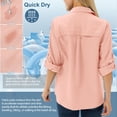 thumbnail image 2 of POENTAB Women's Button Down Safari Shirts UPF 30+ Long Sleeve UV Shirt Sun Protection Outdoor Quick Dry Fishing Hiking Travel Gardening Tops, 2 of 8