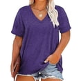 thumbnail image 2 of Oksale Plus Size Tshirts for Women Loose Cozy Short Sleeve Summer Tops 2026 Casual Crewneck Basic Tees Purple 2XL, 2 of 6