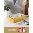 thumbnail image 4 of Ceramic Bakeware Set, Rectangular Baking Dish for Oven Lasagna Pans for Cooking, Kitchen, Cake Dinner, Banquet and Daily Use, 11.8 x 7.8 x 2.76 Inches of Casserole Dishes (Yellow), 4 of 7