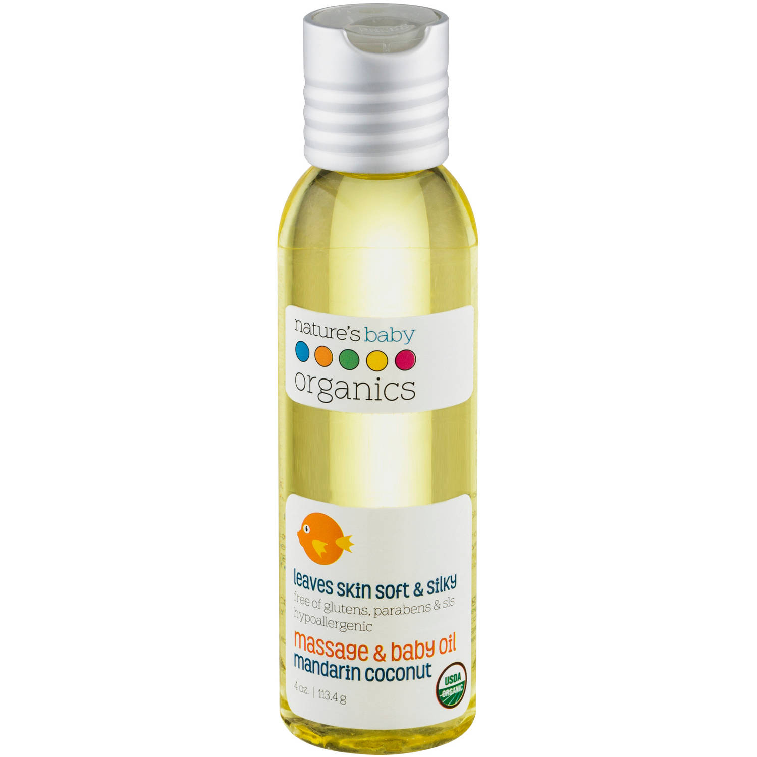 Nature's Baby Organics Mandarin Coconut Massage & Baby Oil, 4 oz