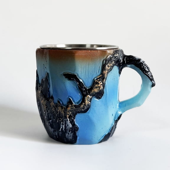 Crystal Coffee Mugs 13.5oz, Natural 3D Mineral Rock Coffee Mugs with Handle, Resin Funny Mug, Translucent Crystal Coffee Mug for Milk Tea Hot Chocolate Home Office Travel, Friendship Gifts