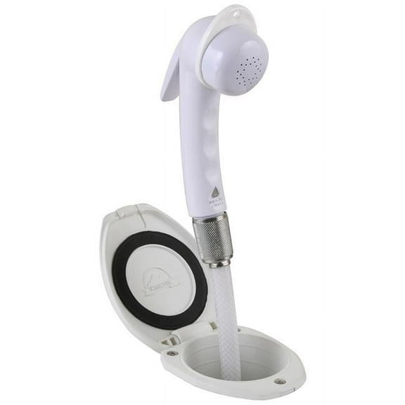 Recessed Shower with 6 in. White Hose - Euro Trigger Sprayer