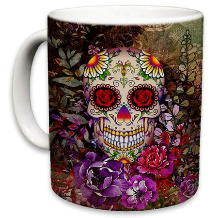 

Sugar Ceramic Mug Floral Print Coffee Cup Day Of The Dead Design Beautiful Colors Great Novelty Mugs 11 Fl Oz Multicolored