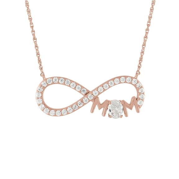Ladies Brilliance Fine Jewelry 14 Kt Gold Plated Simulated Diamond Mom Infinity Pendant, 18"