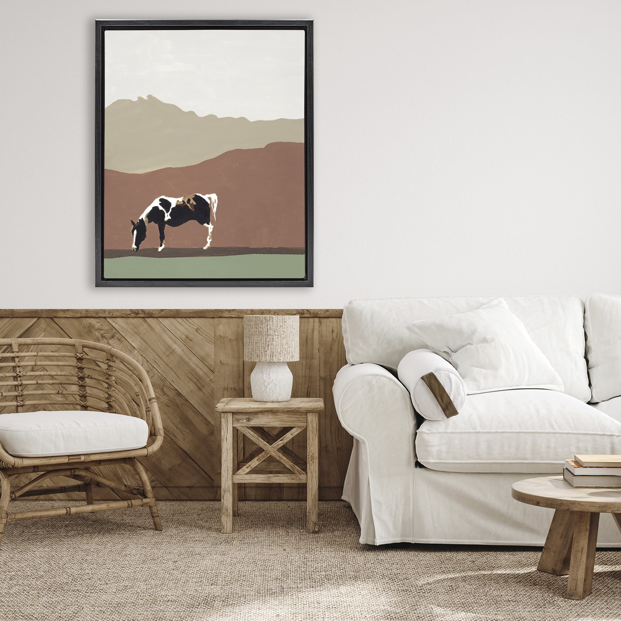 Stupell Industries Modern Mountains Horse Black Framed Floater Canvas Wall Art, design by Patricia Pinto