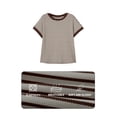 thumbnail image 6 of DOKOTOO Women's Short Sleeve T Shirts Summer Ribbed Knit Crewneck Striped Loose Basic Tee Casual Tops Blouses, 6 of 8