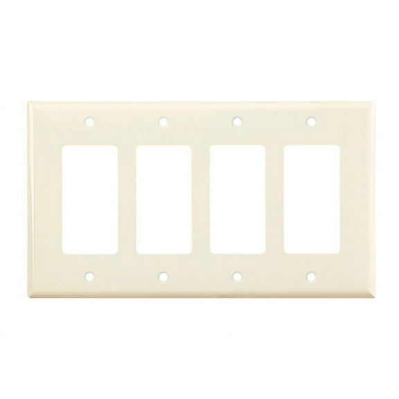 Cooper PJ264LA Light Almond Unbreakable Mid-Size Four Gang Decorator Wall Plate