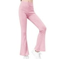 thumbnail image 2 of HAOTAGS Girls Flared Yoga Pants(5-16), High-Waist Sport Leggings Dance Long Trousers Pink 10 Years, 2 of 10