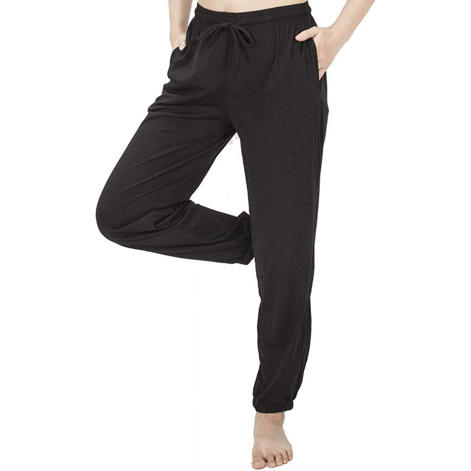 Biinggo Women Pajama Pants Lounge Pants With Pockets Sleepwear Black Xl