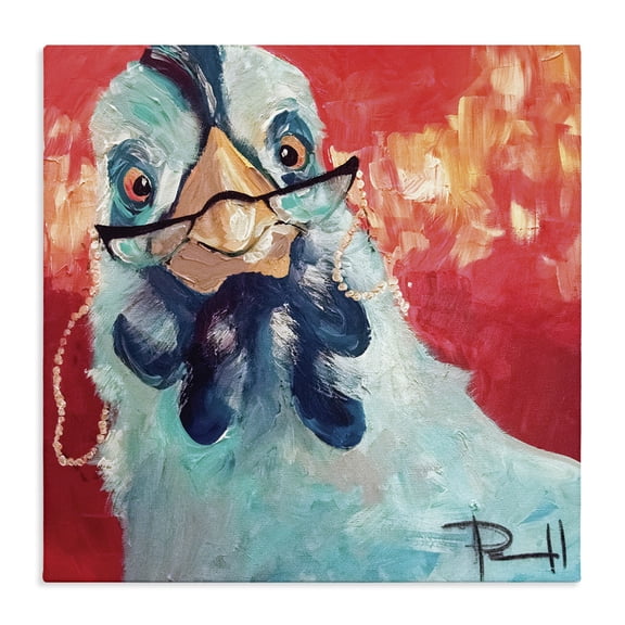 Stupell Industries Contemporary Stylishly Appalled and Painterly Chicken Canvas Art, 17 x 17, by Main Line Art & Design