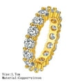 thumbnail image 3 of 14K Gold - Plated Full Diamond White Zircon Eternity Ring - Timeless Elegance (Size 7)（A）, 3 of 5