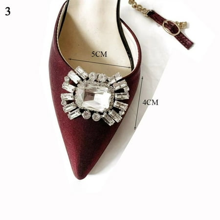 1PC Lady Wedding Charms Jewelry Women Rhinestones Removable Bride Shoes Decoration Shoe Clips Shoes Decorations Charm Buckle 3