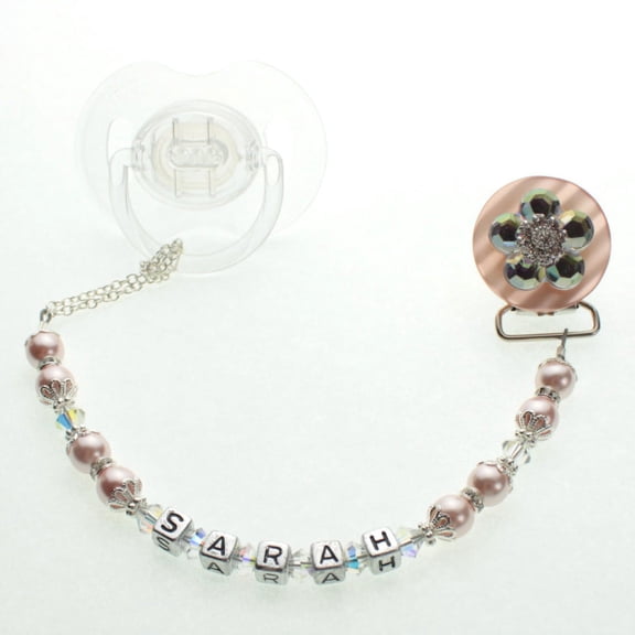 Personalized Name Flower Pacifier Clip