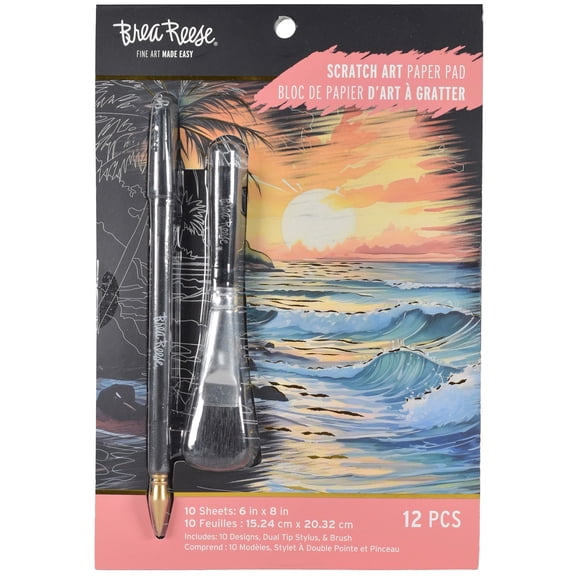 Brea Reese Scratch Art Paper Pad - Beach Bum - Metallic Guided Art, 6x8
