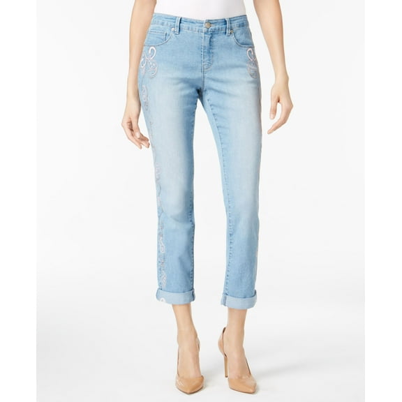 Style & Co. Womens Cuffed Paisley Boyfriend Jeans Nightshade S 6