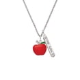 thumbnail image 2 of Delight Jewelry Silvertone Large Red Apple Silvertone Hope Anchors the Soul Bar Charm Necklace, 23", 2 of 4