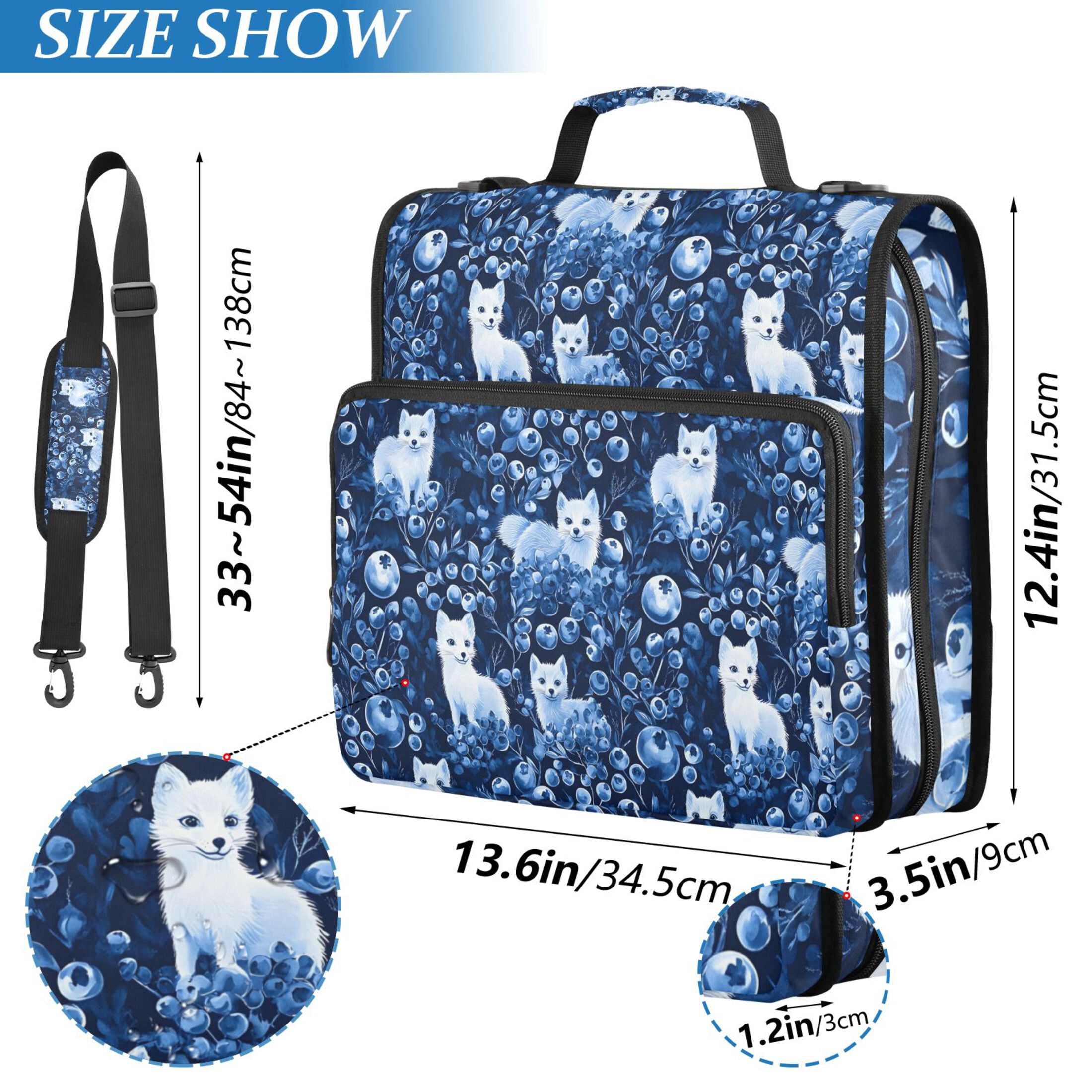 ALAZA Zipper Binder Fox in Blueberries 3 Ring Trapper Keeper File Folder Organizer Bag