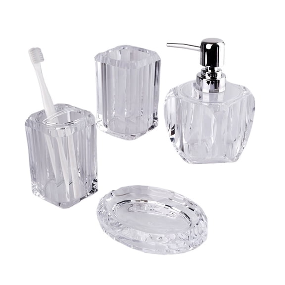 Resin Bathroom Accessories Set 4 Pcs, Lotion Soap Dispenser, Mouthwash Cup, Toothbrush Holder,soap Dish