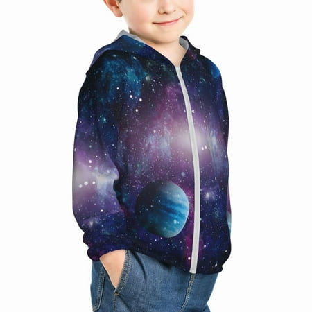 

Uemuo Planets Stars And Galaxies1 Pattern Rash Guard for Boys Girls Long Sleeve Swim Shirts UPF 50+ UV Sun Protection Hooded Fishing Shirt with Pocket for Kid-18 Months