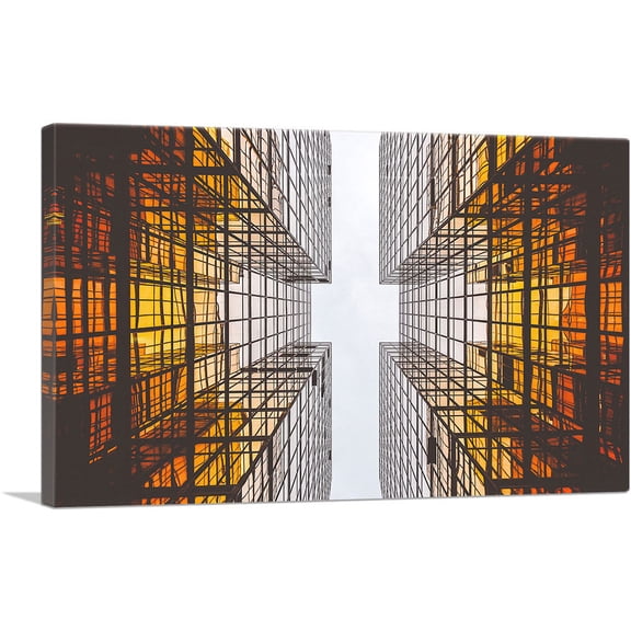 ARTCANVAS Architecture Top Of The Buildings Office decor Canvas Art Print - Size: 12" x 8" (0.75" Deep)