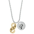 thumbnail image 1 of Delight Jewelry Goldtone Paw Prints Infinity Silvertone Script Initial Disc - P - Charm Necklace, 20"+3", 1 of 4