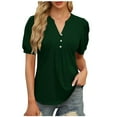 thumbnail image 2 of Xixinqiwan Today Women Summer TopsWomen's V Neck Summer Tops Short Cap Sleeve Casual Henley Shirt Cute Loose Fit Button T Shirts, 2 of 7
