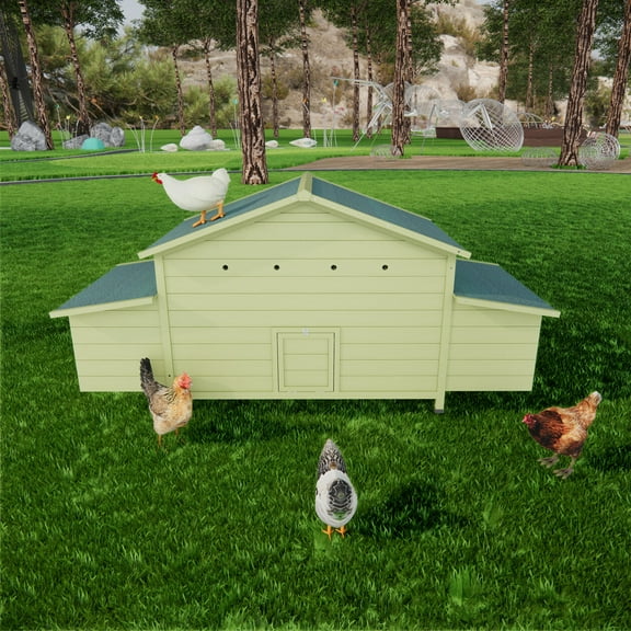 Wooden Chicken Coop, Outdoor Hen House Poultry Cage with 2 Sides Large Nesting Boxes, Chicken Coop with Ventilation Window