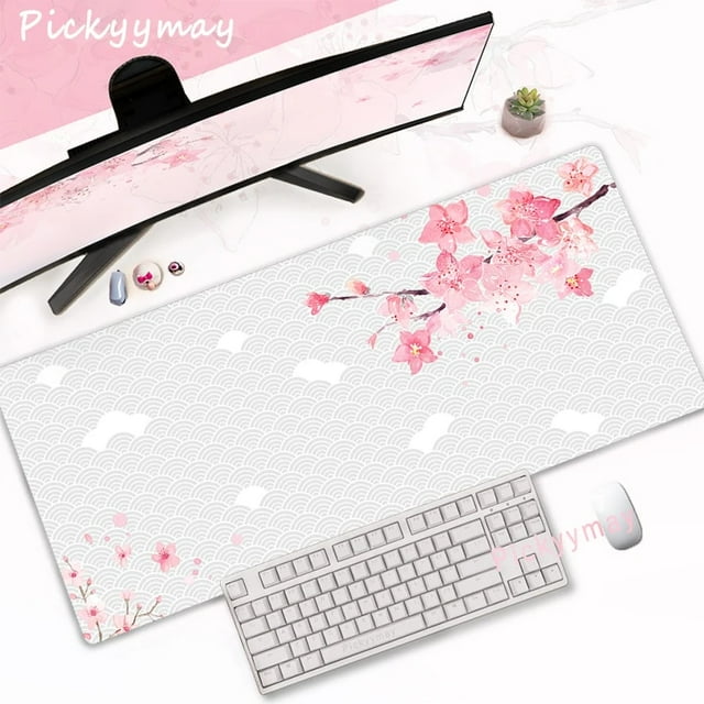 Pink Cherry Blossoms Mousepad Home Computer Table Large Pc Mouse Pad Art Sakura Keyboard Mause Rug Desk Mat Office Accessories