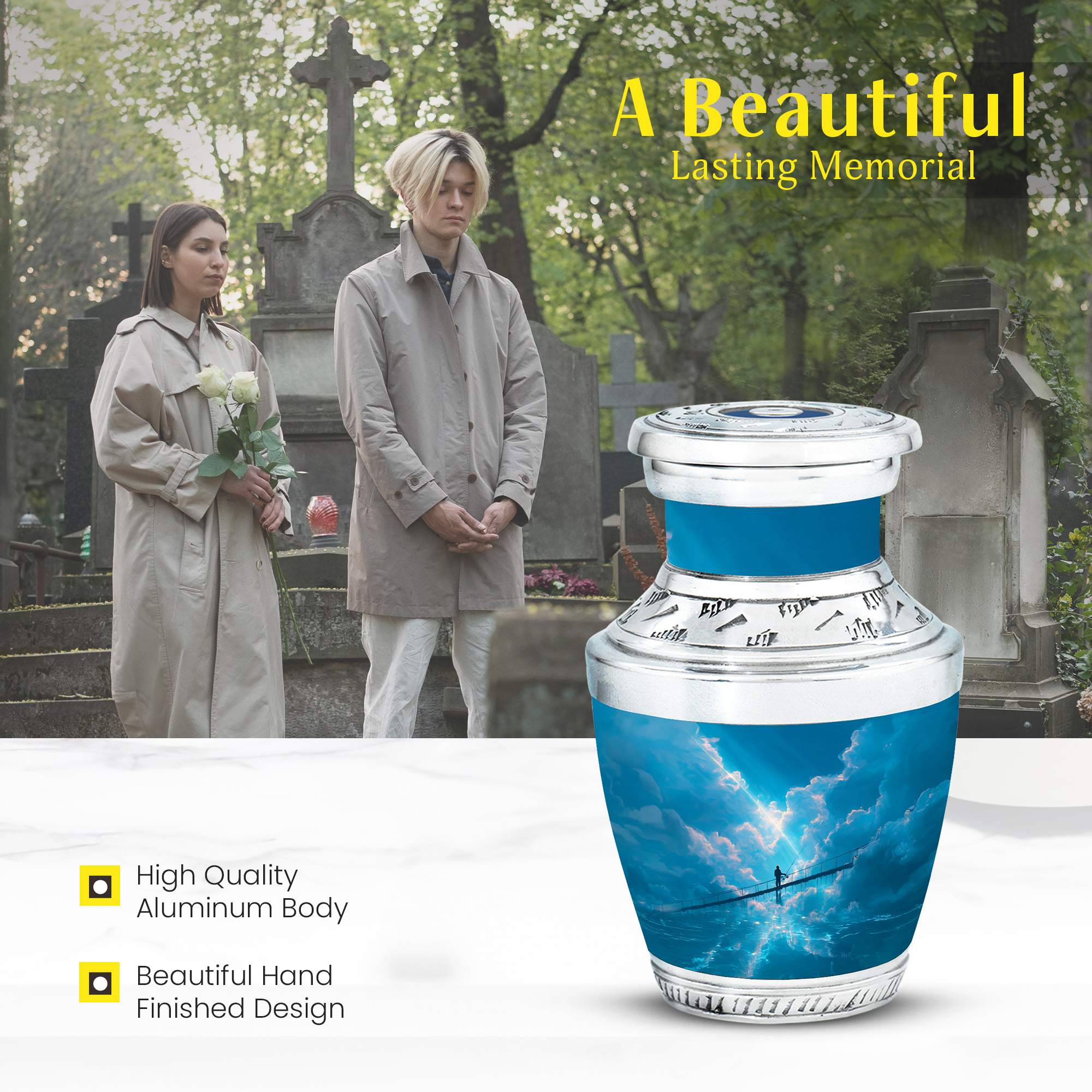 MUKTIVE Fishing Silhouette Keepsake Urns for Human Ashes, Blue Galaxy Small Burial Urn for Adult Ashes, Decorative Cremation Urns, Remembrance Gift for Loss of Mom (3 Inch)