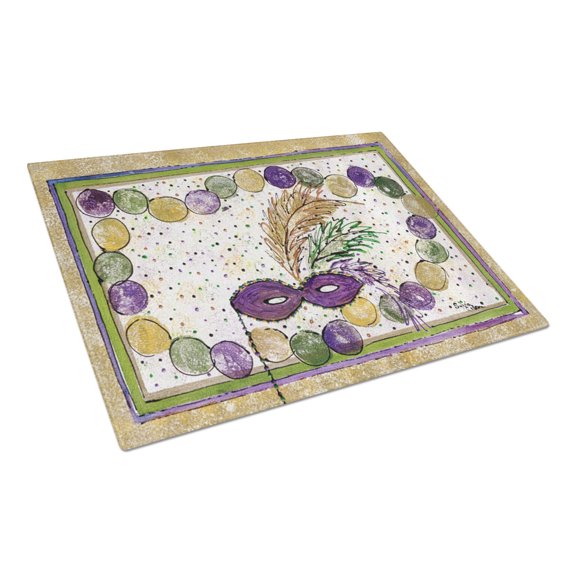 Caroline's Treasures Mardi Gras Glass Cutting Board Large