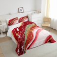 White and Red Marbling Bedding Comforter Sets Abstract Ombre Quilt