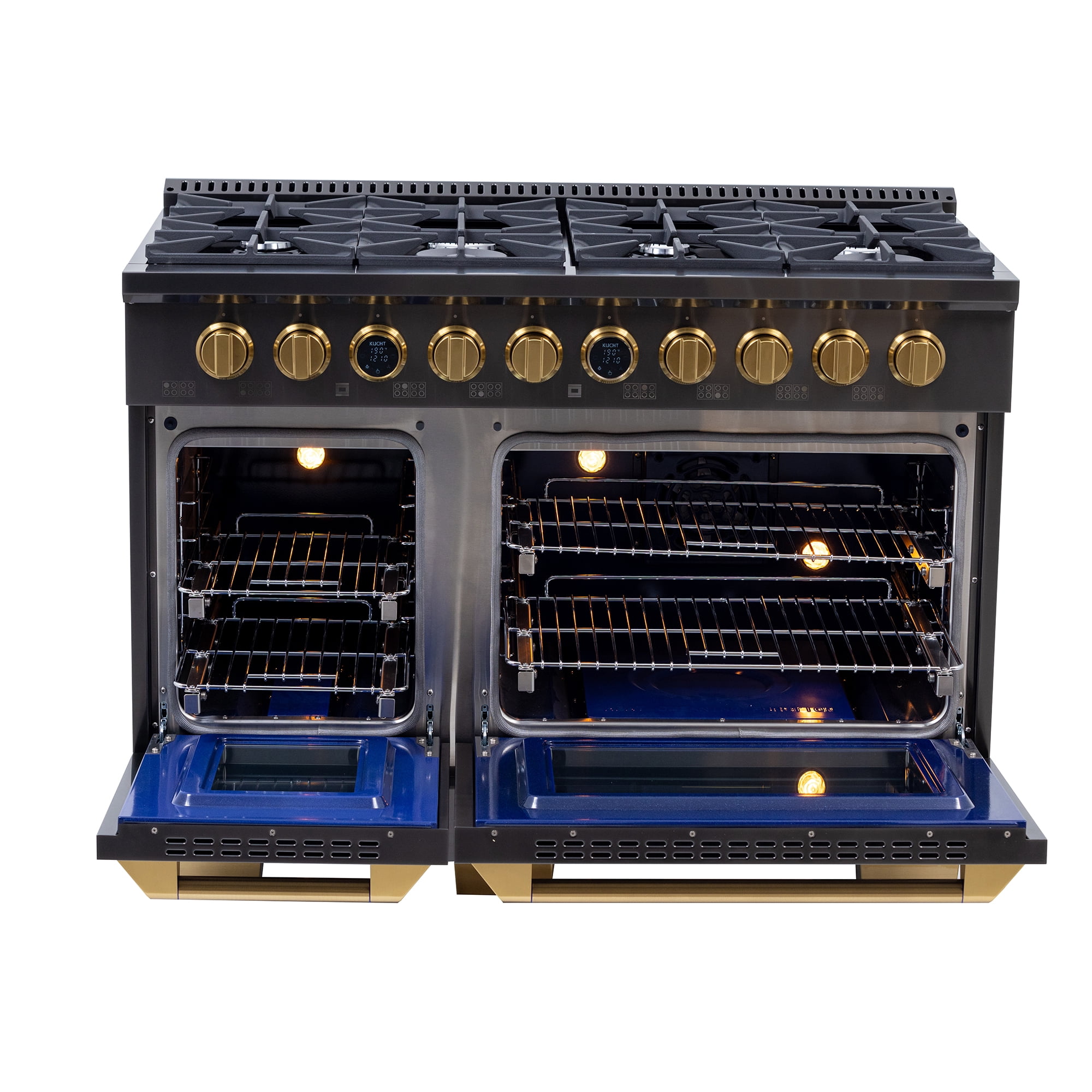 48 in. 8 Burners Dual Fuel Range for Natural Gas in Dark Stainless steel.