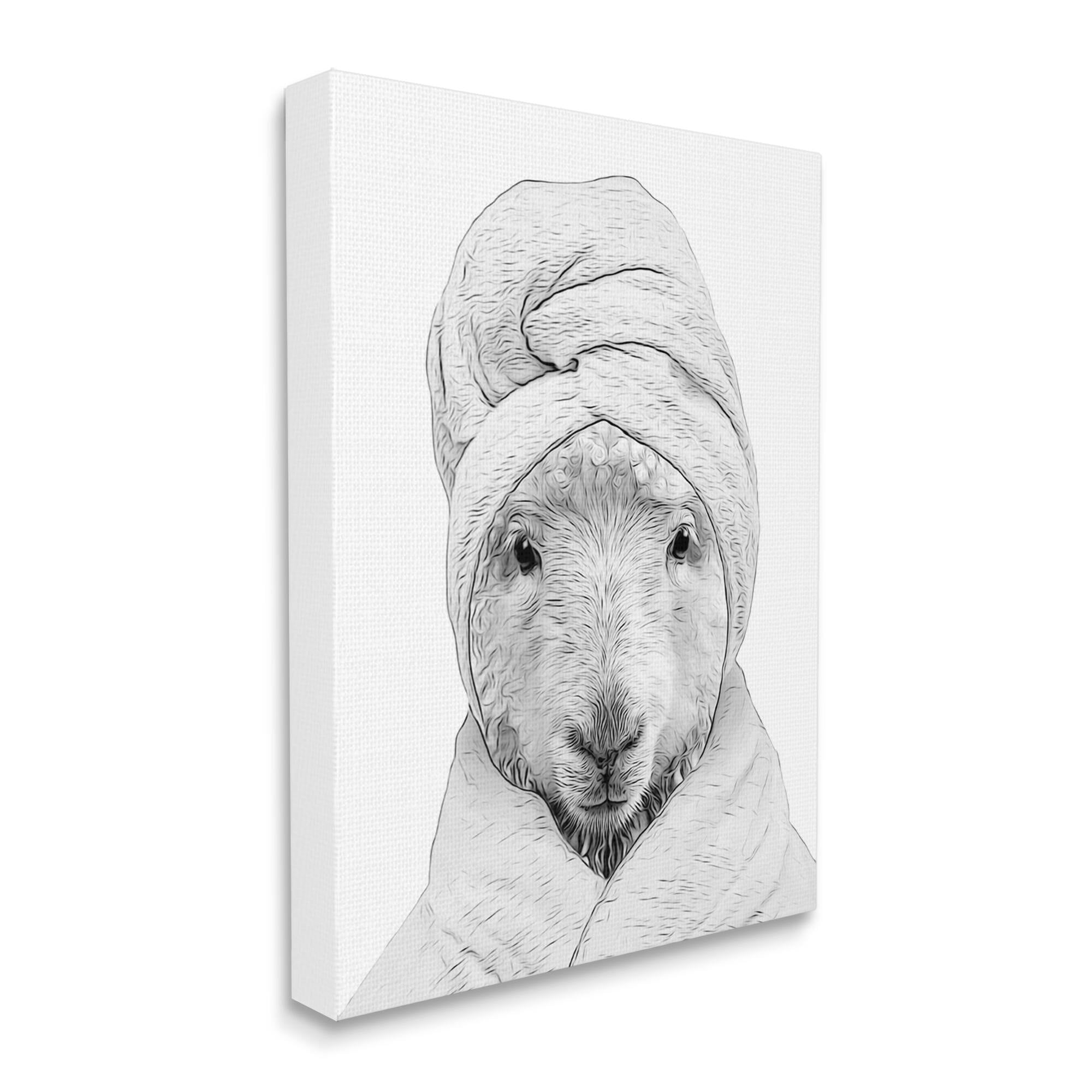 Stupell Industries Sheep Bathroom Robe Funny Animal Animals & Insects Painting Gallery Wrapped Canvas Print Wall Art
