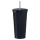 thumbnail image 1 of Inteprter Frasco de vacío de acero inoxidable, paja desmontable antideslizante, 500ml, reutilizable, lavable, para leche, café, agua, taza, suministros Cocina y Comedor Negro Inteprter HA073675-06B, 1 of 6