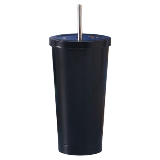 Bearachild Frasco de vacío de acero inoxidable, paja desmontable antideslizante, 500ml, reutilizable, lavable, para leche, café, agua, taza, suministros Cocina y Comedor Negro Bearachild HA073675-06B