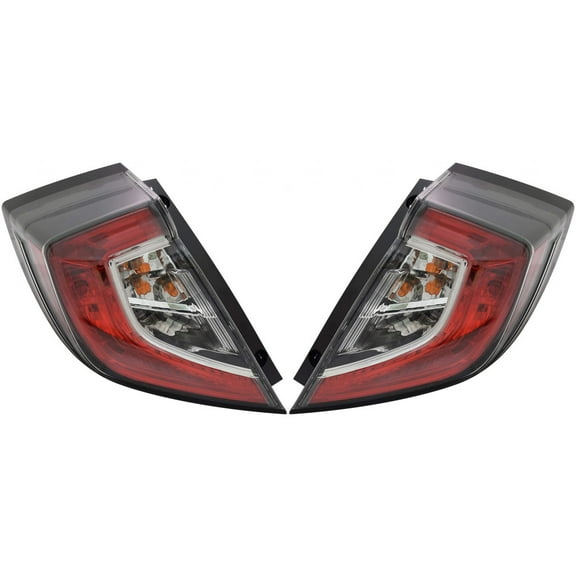 For Honda Civic Tail Light 2017 2018 2019 2020 Driver and Passenger Side | Pair | Hatchback | LED | For HO2804116 | 33550-TGG-A01