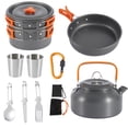 thumbnail image 2 of 2-3 People Portable Outdoor Tableware Mess Kit Lightweight Outdoors Cooking Equipment Non-Stick Pots Pan Teapot Utensils Backpacking Gear Cookware Grill Tool Camping Accessories for Campfire, Hiking, 2 of 11
