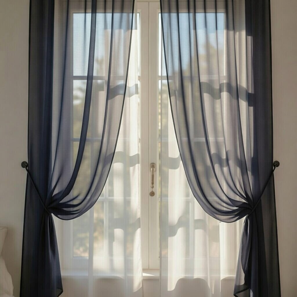 Sedona Designz 120 Inches Wide Sheer Voile Chiffon Fabric for Events - Black