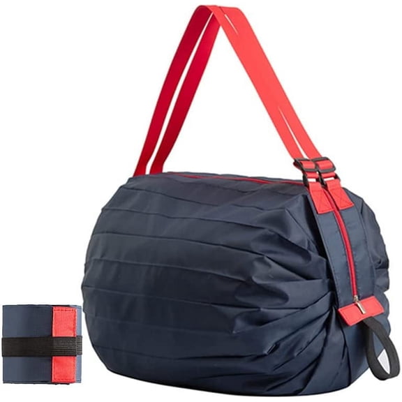 Fymlhomi Reusable Shopping Bags, Foldable Grocery Storage Tote, Waterproof Oxford Cloth Duffle for shop, Large Durable Heavy Duty (Navy)