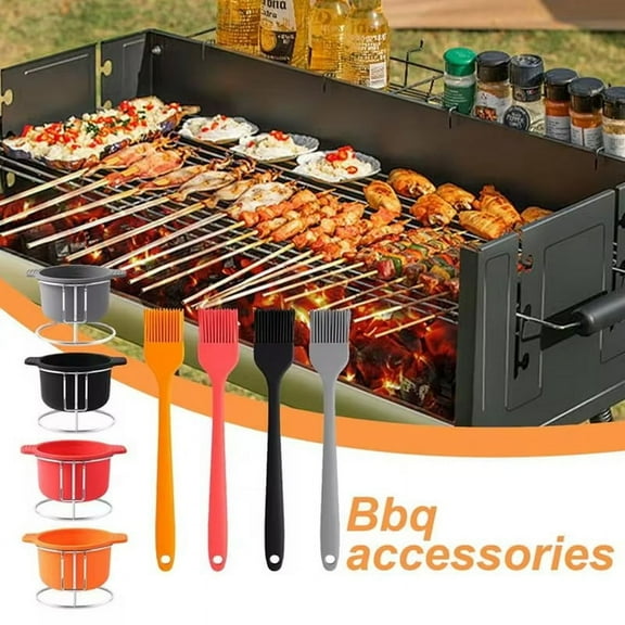 Pinch Bowls for Cooking Prep Silicone Prep & Bowl with Brush & Rack BBQ Accessories Reusable Kitchen Condiment