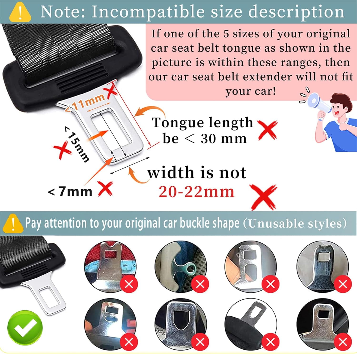 Seat Belt Extender, 2 Pack Upgraded Seatbelt Extender (Compatibility Better) Car Seat Belt Buckle By PULMCheerger