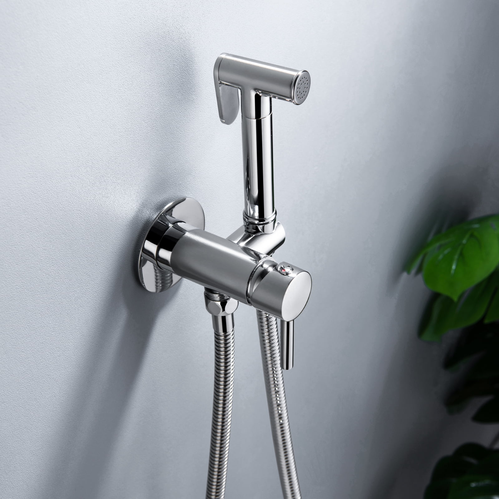 Cobbe Wall Mounted Adjustable Temperature Handheld Bidet Sprayer for Toilet Bathroom Toilet Bidet Attachment for Wash Chrome