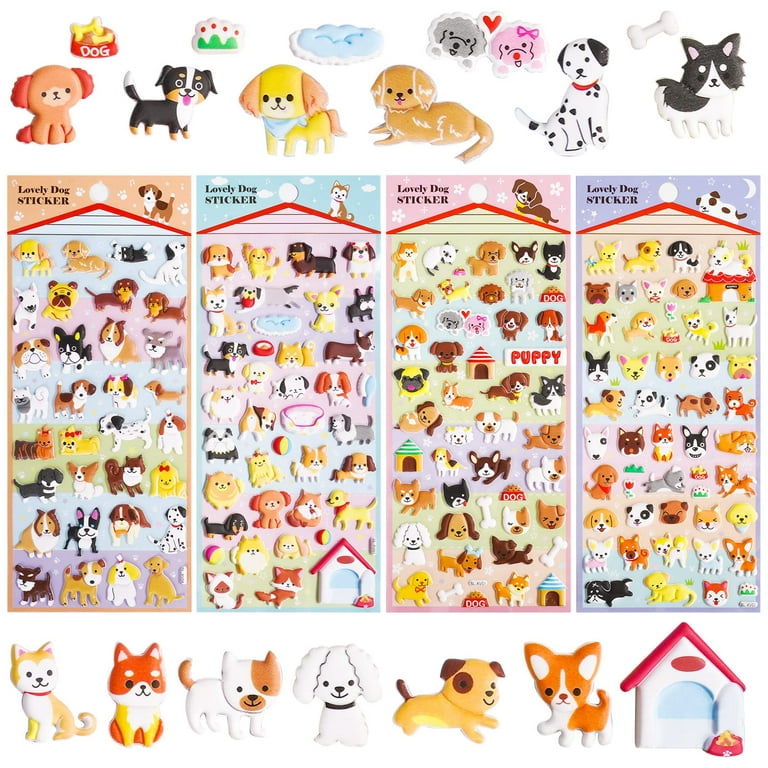 3D Puffy Dog Stickers for Kids Toddlers 4-8, 6 Sheets Cute Foam Puppy  Stickers for Preschool Girls Boys, Reusable Bubble Stickers Bulk for Party