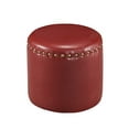 thumbnail image 2 of 3217-R Red Faux Leather Round Ottoman, 2 of 3