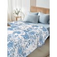 thumbnail image 5 of Twin XL Flat Sheet 66"x102", Navy Blue Flowers Soft Lightweight Bedding Flat Sheets Only, Watercolor Summer Botanical Floral Brushed Microfiber Top Bed Sheet, Breathable StainResistant Bedsheets, 5 of 9