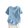 thumbnail image 1 of Camisetas de Manga Corta para las Mujeres Botón de Impresión Casual Cuello Redondo Camiseta Superior, Blusas para las Mujeres Casual, 1 of 4