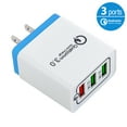 thumbnail image 2 of 3-Pack AFFLUX USB Wall Charger 30W 3-Ports with Quick Charge 3.0, Wall Charger Adapter, Fast Charging for Samsung Galaxy S23/S22/S21/S20/S10/S9/S8 Ultra, iPhone 14/13/12/11 Pro Mini, X/Xs, White/Blue, 2 of 3