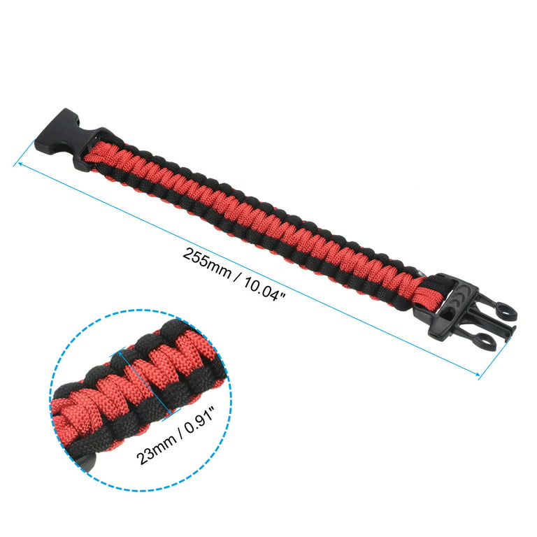 Uxcell Survival Paracord Bracelets, 2 Pack Braided Parachute Bracelet,  Black, Red 