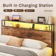 thumbnail image 4 of Bolvdo Queen Bed Frame with 2-Tier Storage Headboard, Metal Bed Frame with Storage Drawers & Built-in Charging Station & LED, Noise-Free, No Box Spring Needed, Easy Assembly, Retro Brown, 4 of 8