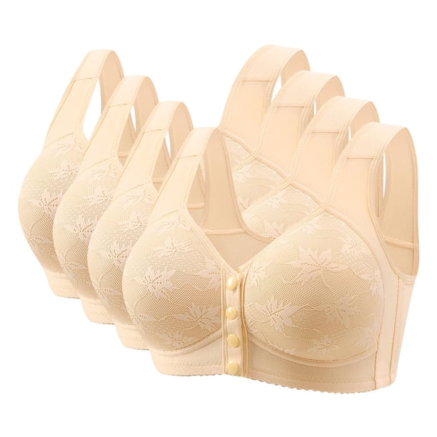 Puntoco Bralettes para mujer, sujetador sexy sin aros de acero y sin imán para mujer, con copa fina y sujetador de encaje ajustable, ropa interior sexy, 4 piezas